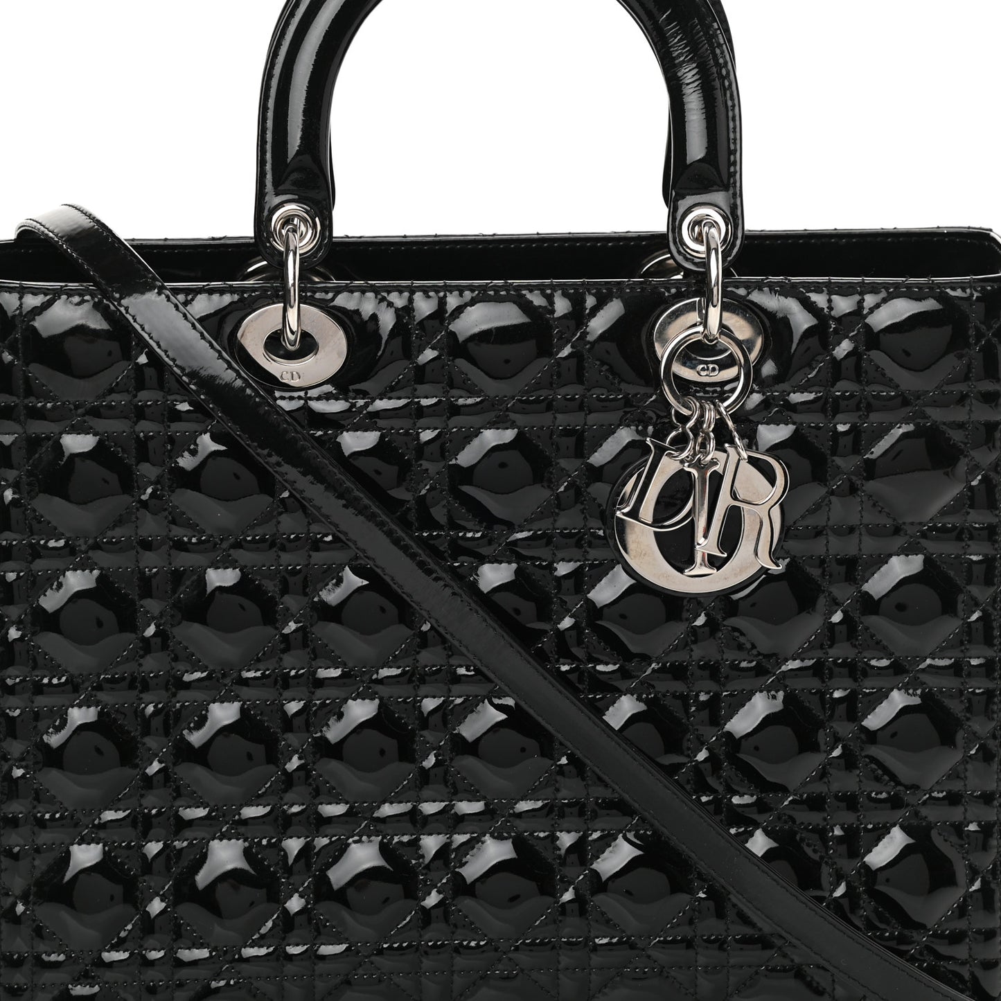 Patent Cannage Large Lady Dior Black