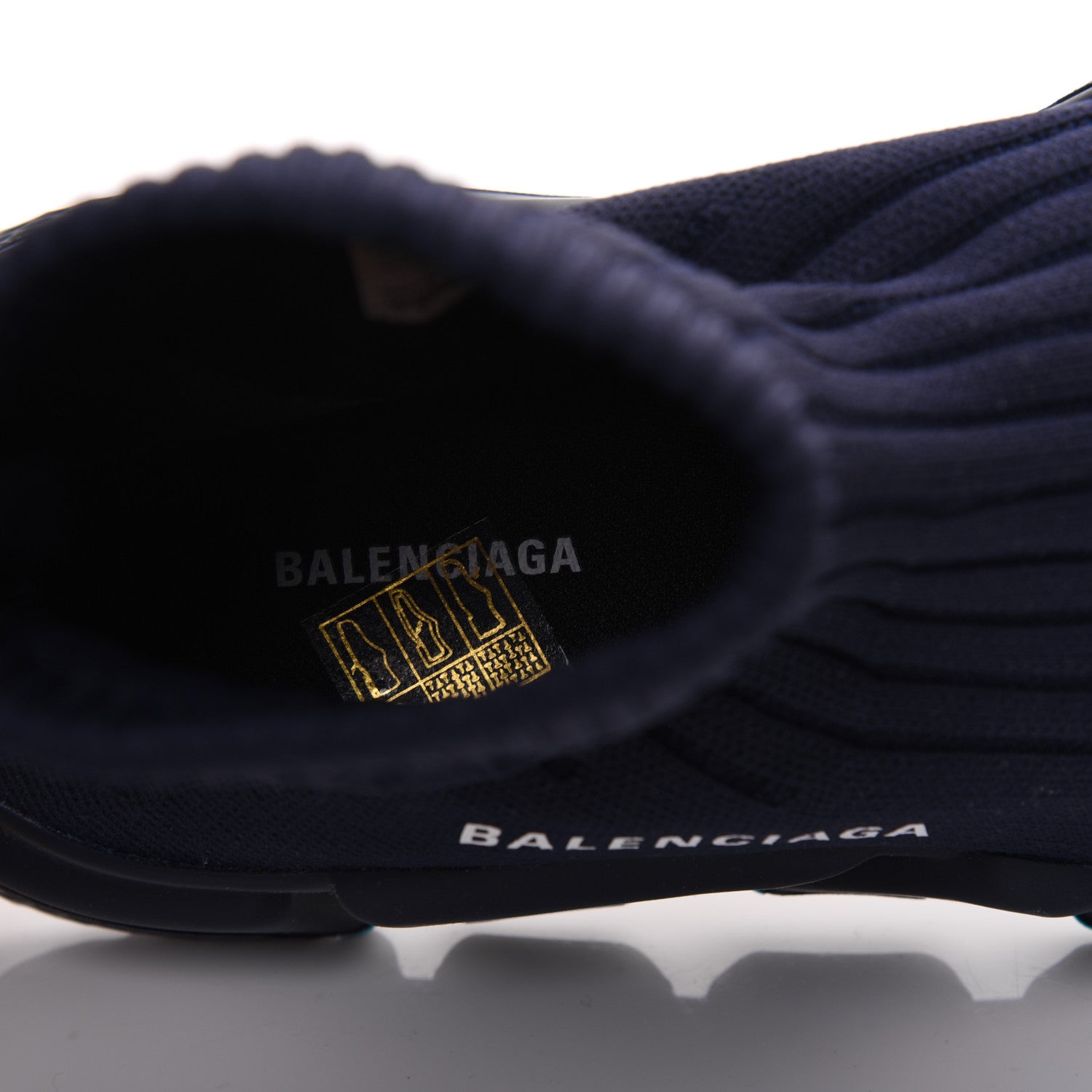 Balenciaga Ribbed Effect Knit Mens Speed Sneakers 39 Bleu Marine 7 of 8