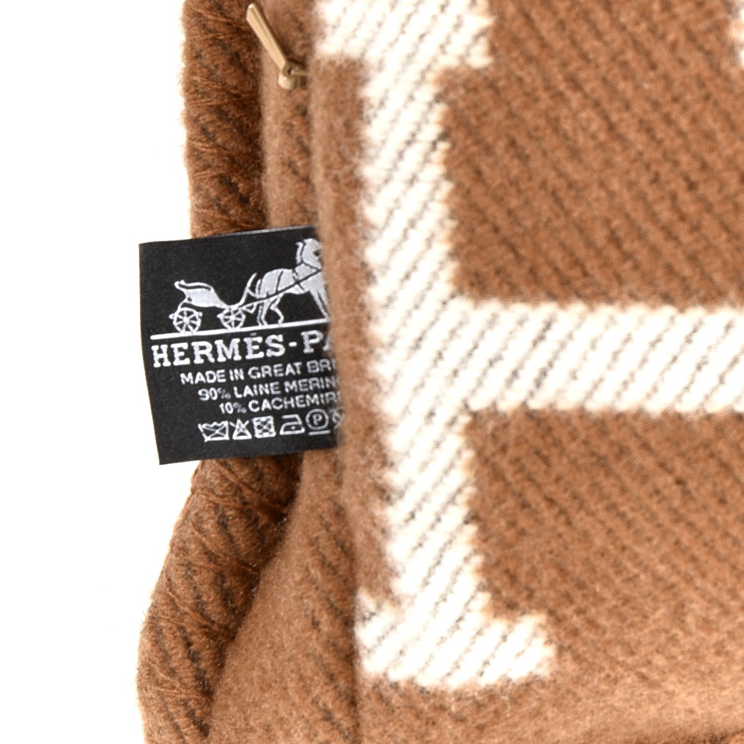 Hermes Wool Cashmere Avalon Pillow PM Ecru Camel 3 of 3
