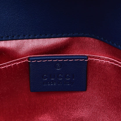 Gucci Velvet Matelasse Embroidered Mini GG Marmont Shoulder Bag Cobalt Blue 6 of 7