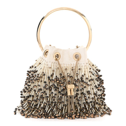 Jimmy Choo Satin Beaded Crystal Embellished Mini Bon Bon Bag White Multicolor 1 of 12