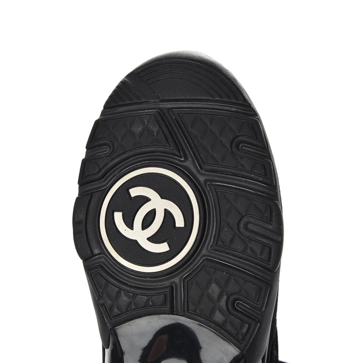 Fabric Calfskin Suede CC Sneakers 37.5 Black