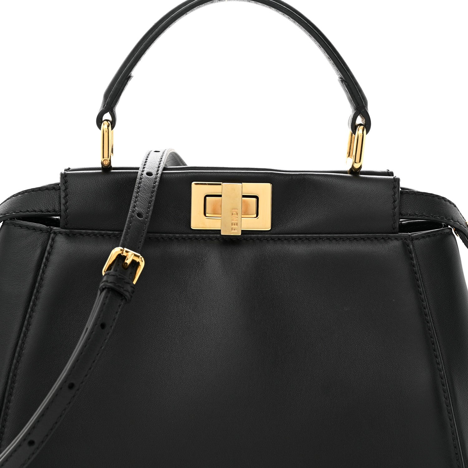 Fendi Nappa Mini Peekaboo Iconic Satchel Black 7 of 9