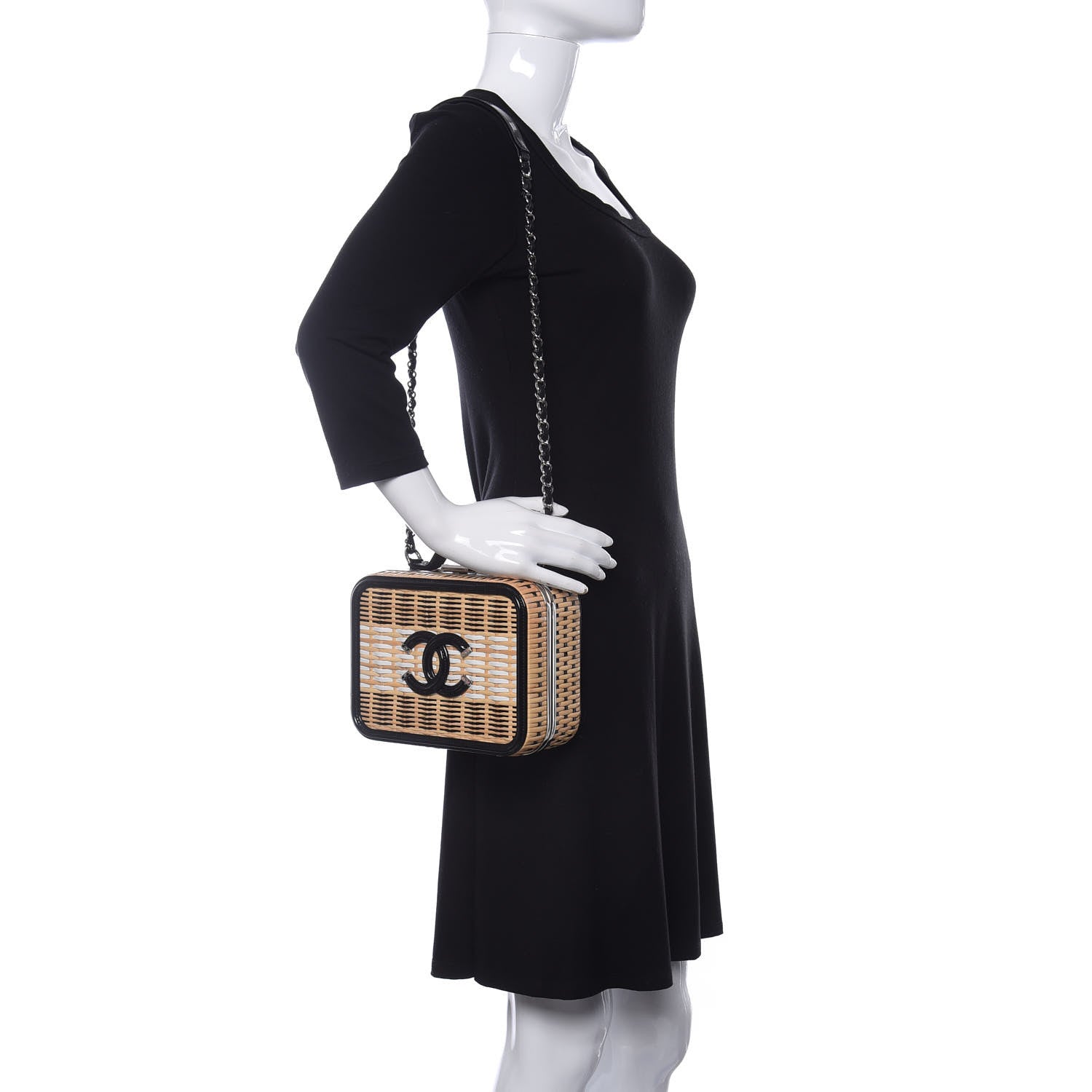 Chanel Raffia Patent Medium CC Filigree Vanity Case Black 2 of 10
