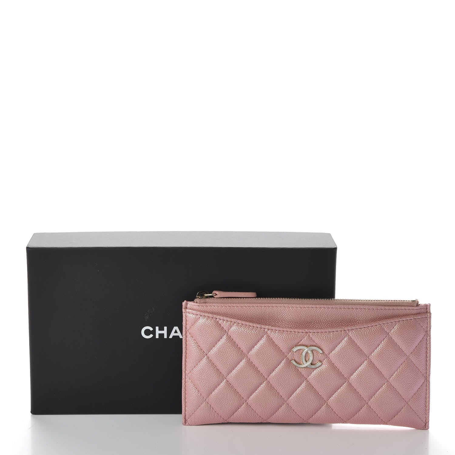 Chanel Iridescent Caviar Quilted Classic Zip Pouch Rose Pink 8 of 8