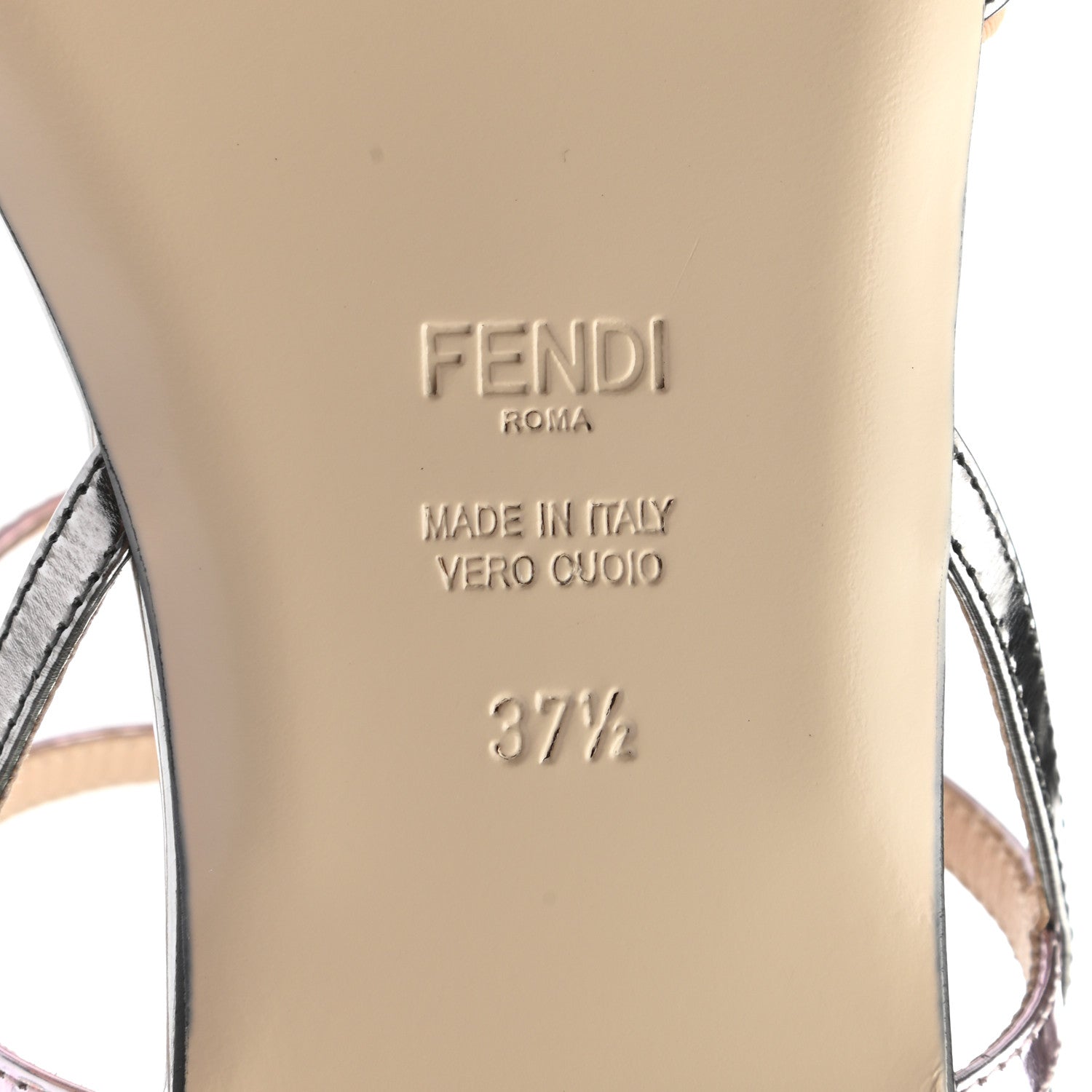 Fendi Metallic Colibri Strappy Flat Sandals 37.5 Grey Pink 6 of 7