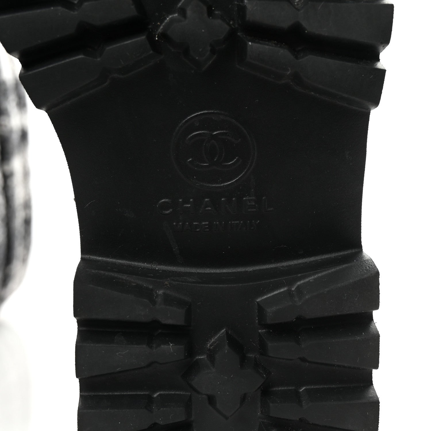 Chanel Calfskin Tweed Nylon Printed Boots 38 Black 7 of 8