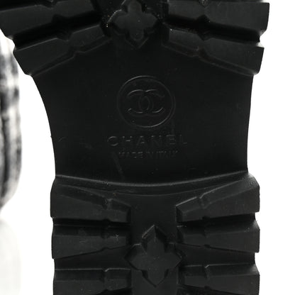 Chanel Calfskin Tweed Nylon Printed Boots 38 Black 7 of 8