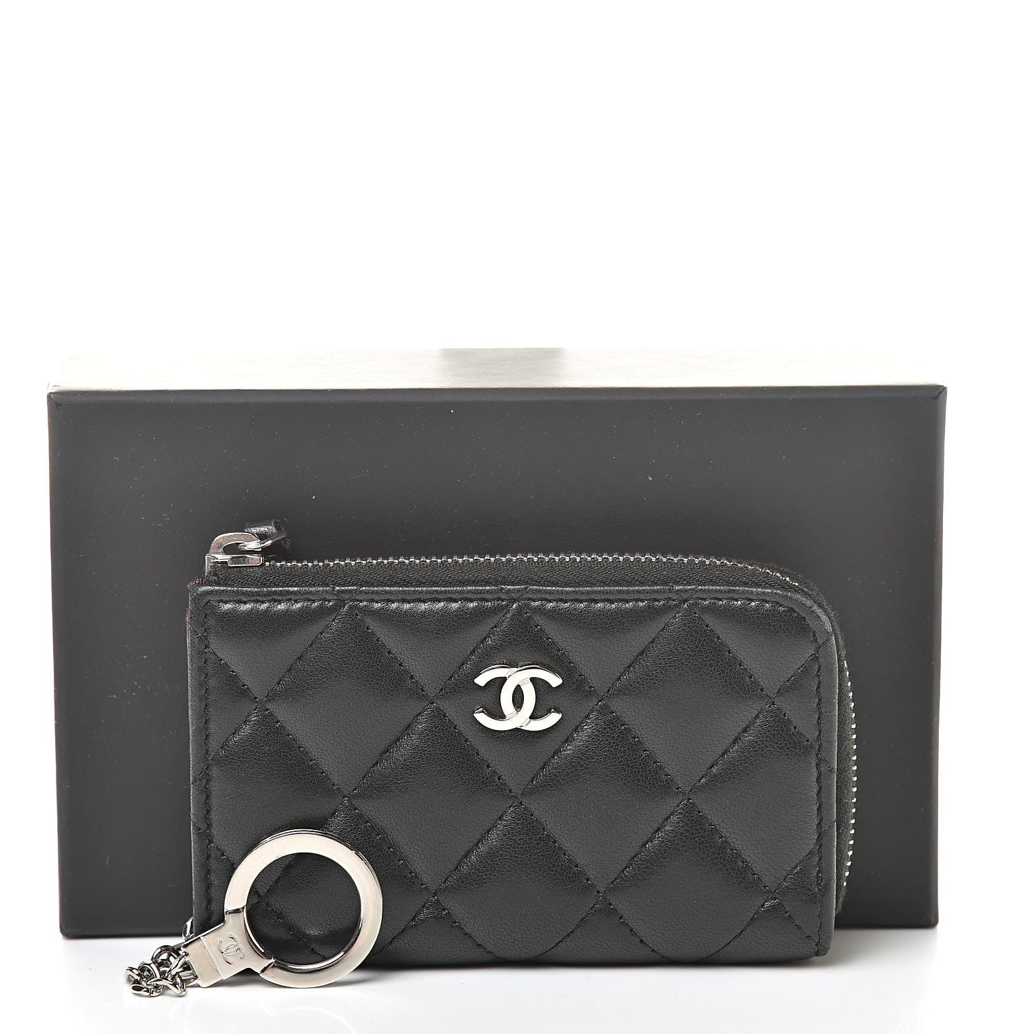 Chanel Lambskin Quilted Key Holder Case Black 10 of 10