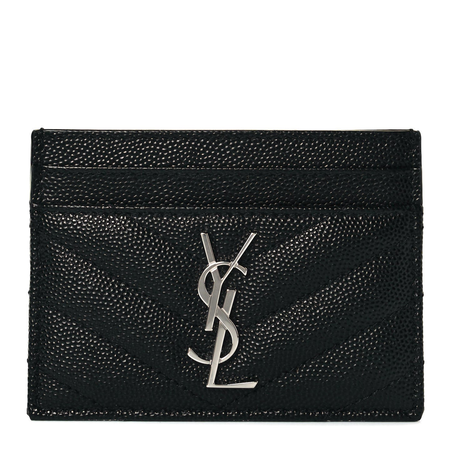 Grain De Poudre Matelasse Chevron Monogram Credit Card Case Black