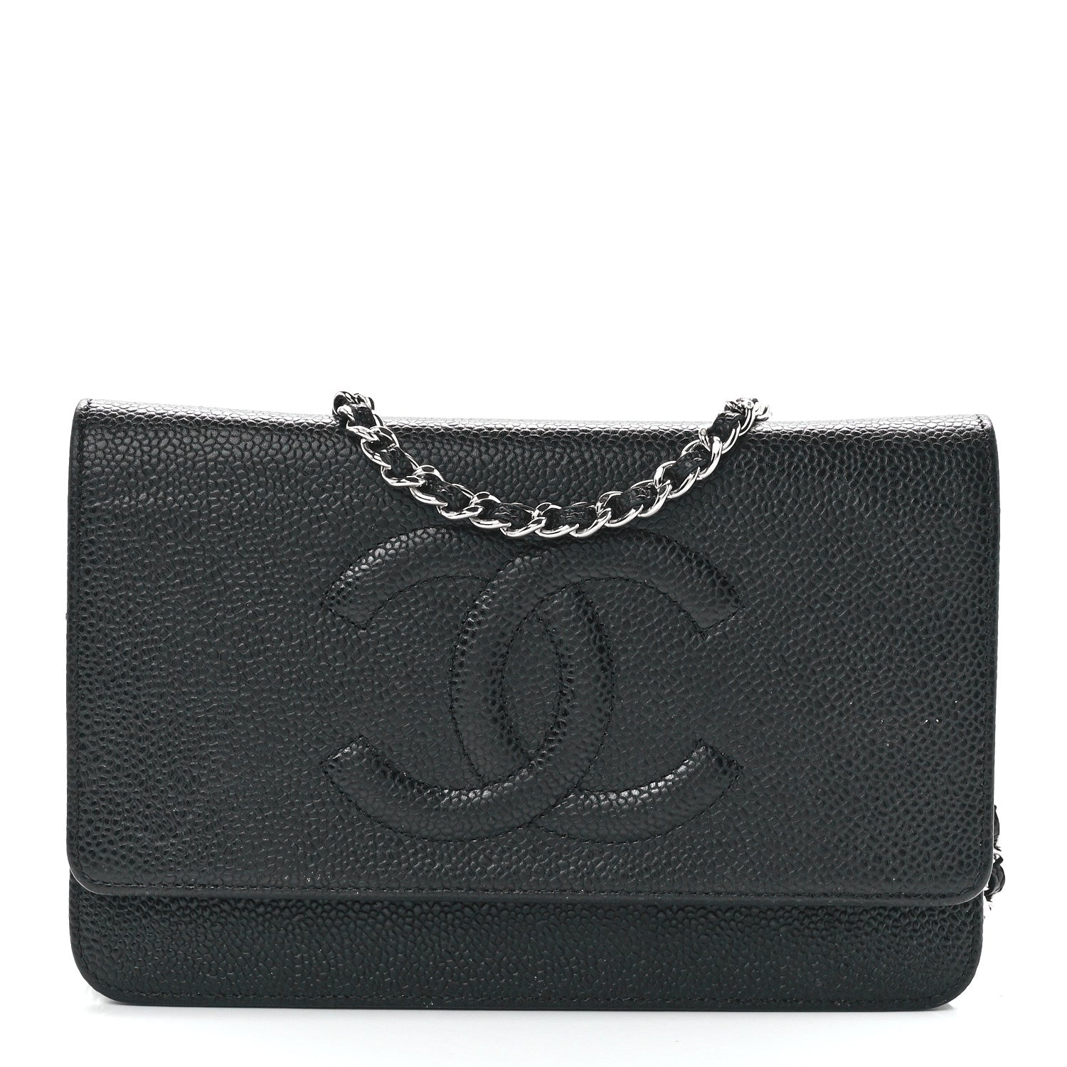 Chanel Caviar Timeless CC Wallet On Chain WOC Black 1 of 12