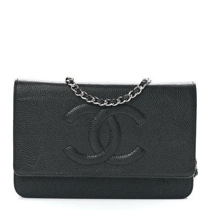 Chanel Caviar Timeless CC Wallet On Chain WOC Black 1 of 12