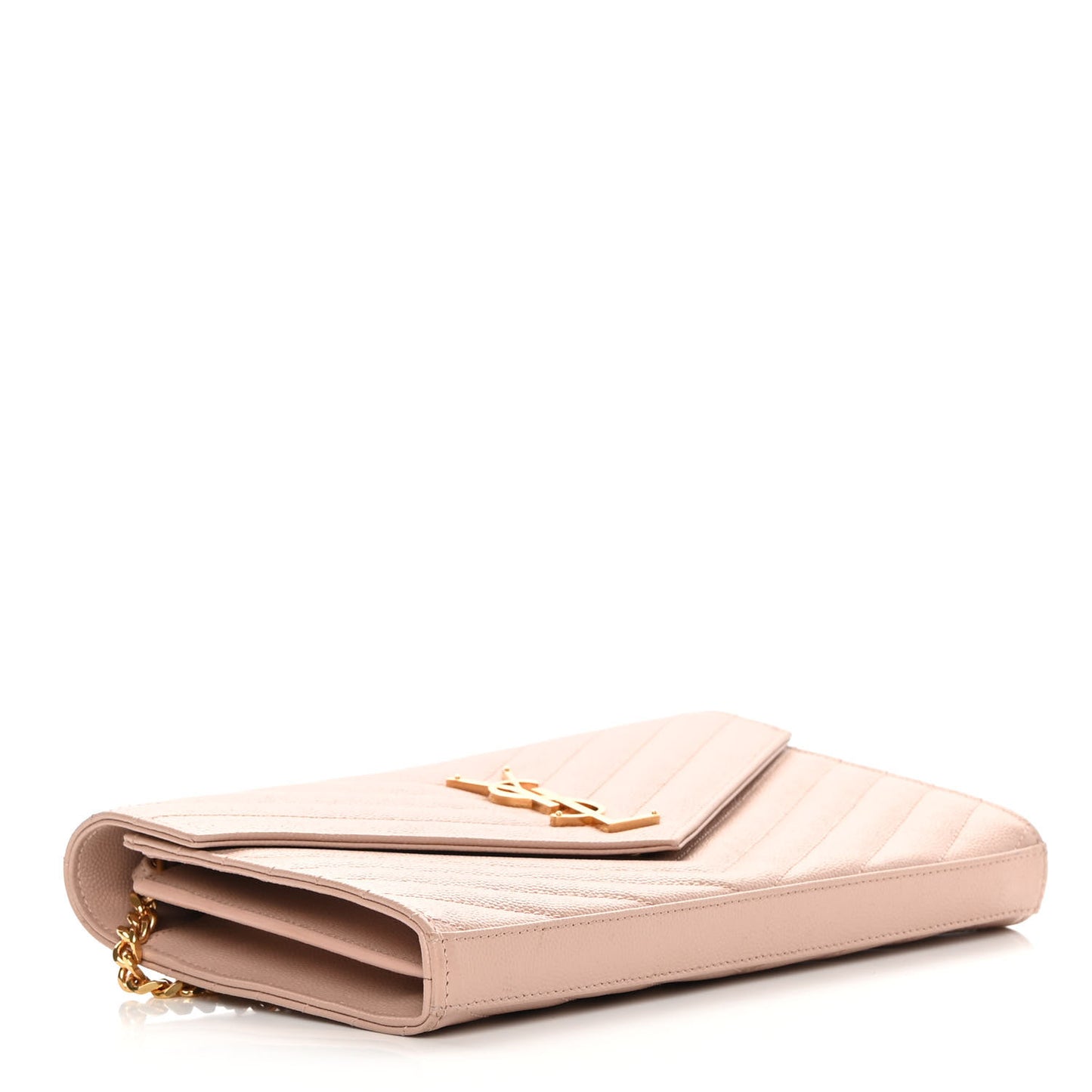 Grain De Poudre Matelasse Chevron Monogram Chain Wallet Nude Powder