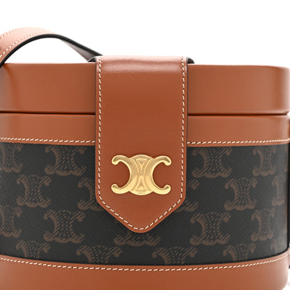 Celine Calfskin Triomphe Canvas Medium Tambour Bag Tan 8 of 10