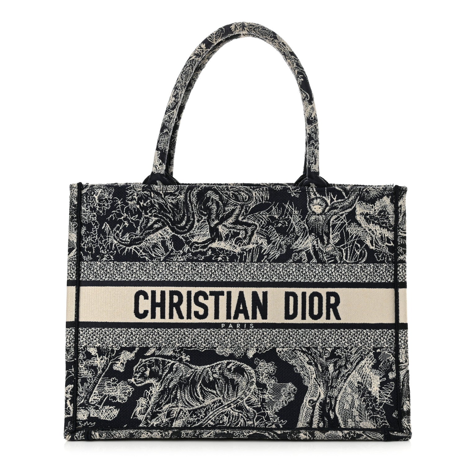 Christian Dior Canvas Embroidered Medium Dioriviera Toile De Jouy Reverse Book Tote Blue 1 of 15