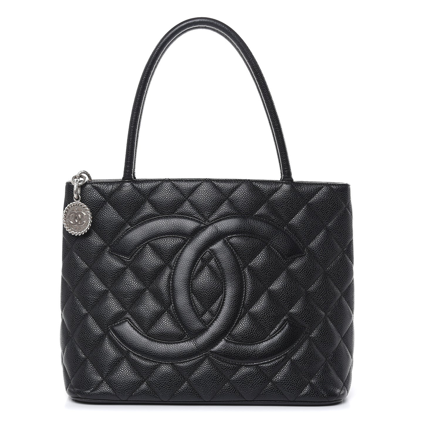 Caviar Quilted Medallion Tote Black