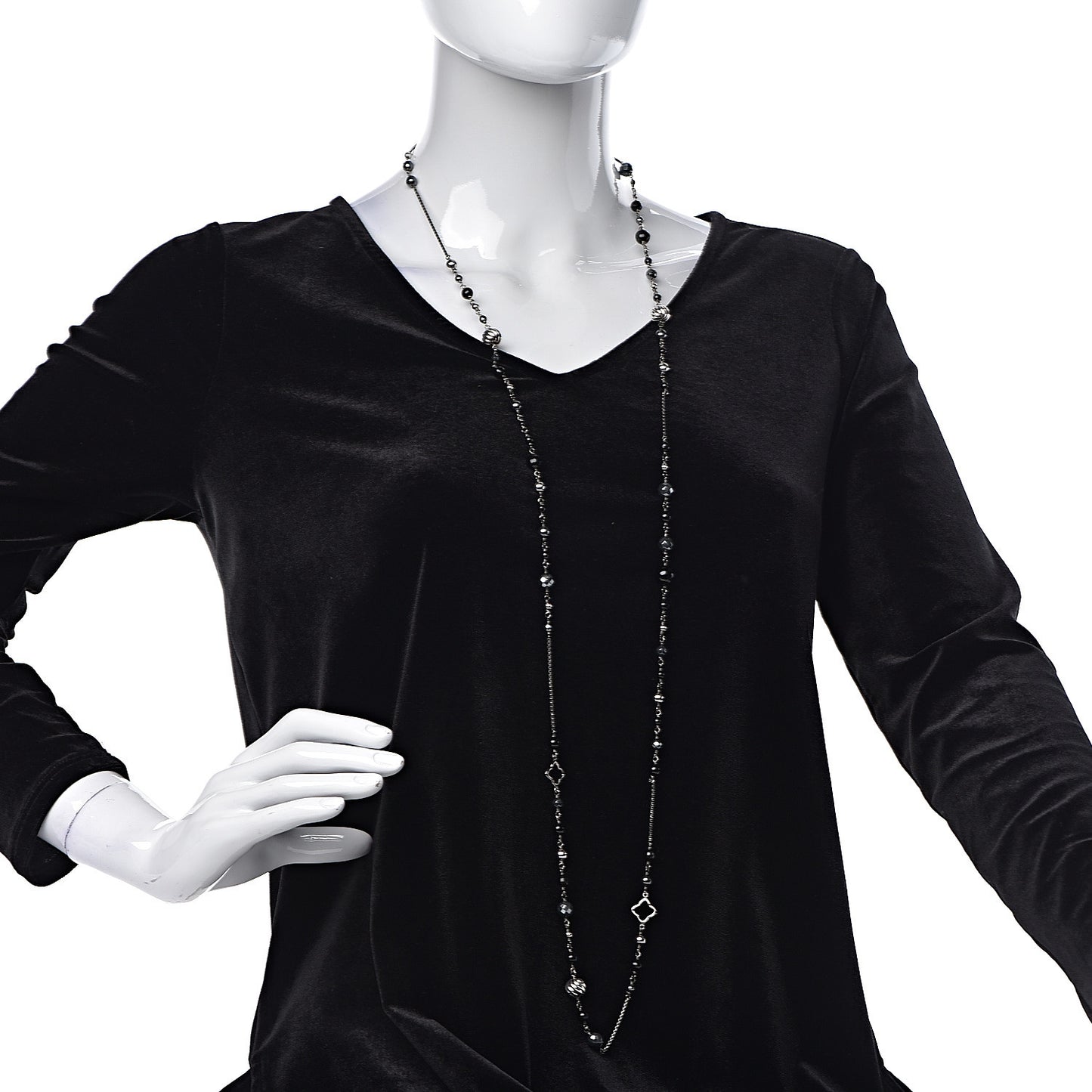 Sterling Silver Black Onyx Hematite Elements Chain Necklace