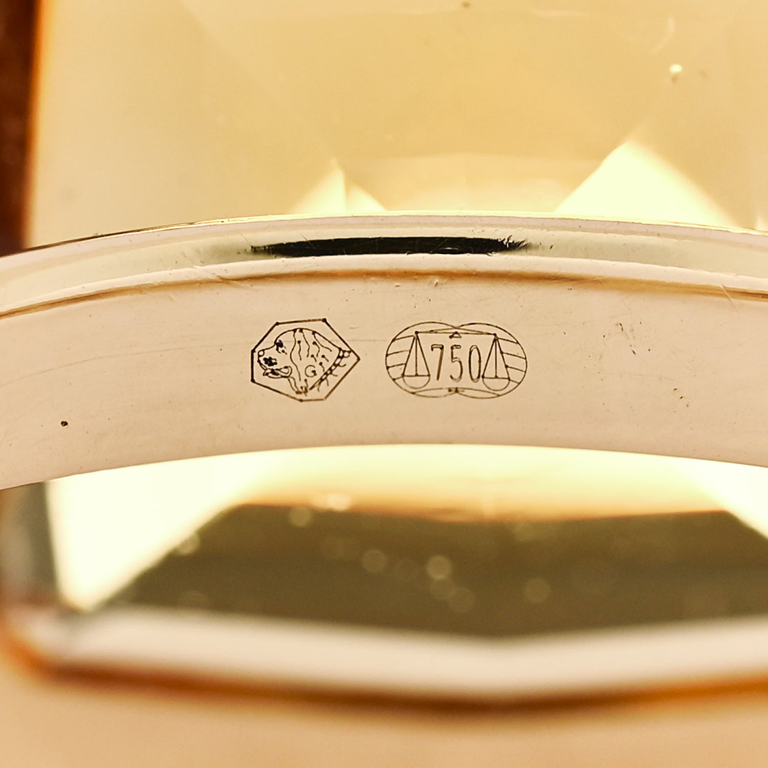Hermes 18K Yellow Gold Citrine Nausicaa Ring 53 6.5 7 of 8