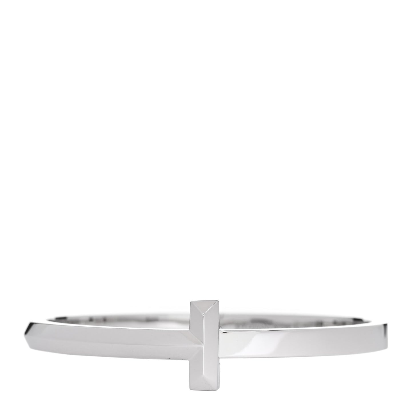 18K White Gold Wide T T1 Hinged Bangle Bracelet