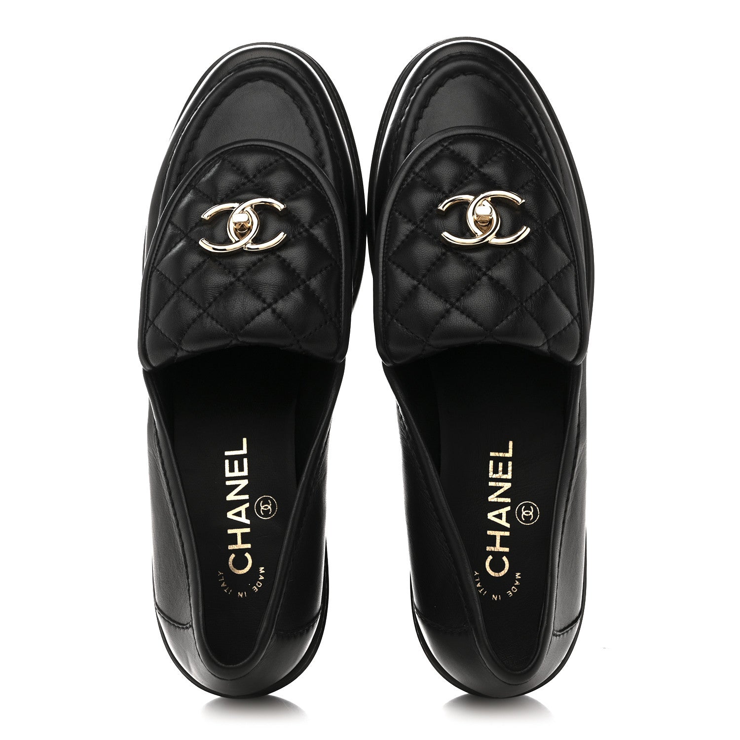 Chanel Lambskin Quilted CC Turnlock Loafers 40 Black 2 of 9
