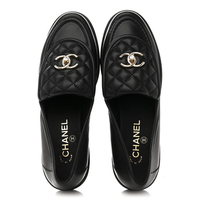 Chanel Lambskin Quilted CC Turnlock Loafers 40 Black 2 of 9