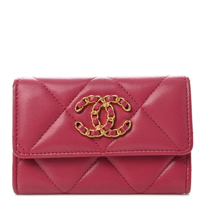 Chanel Lambskin Quilted Chanel 19 Flap Card Holder Pink 1 of 10