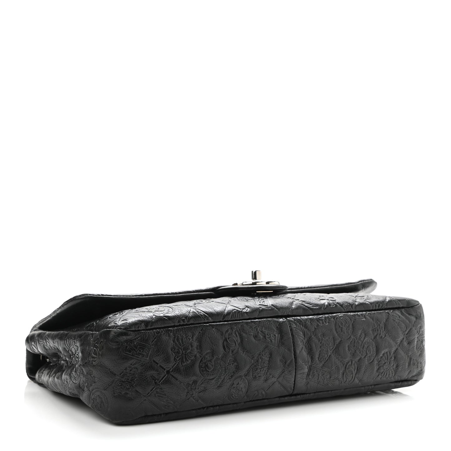 Calfskin Embossed Large Lucky Symbols Flap Black