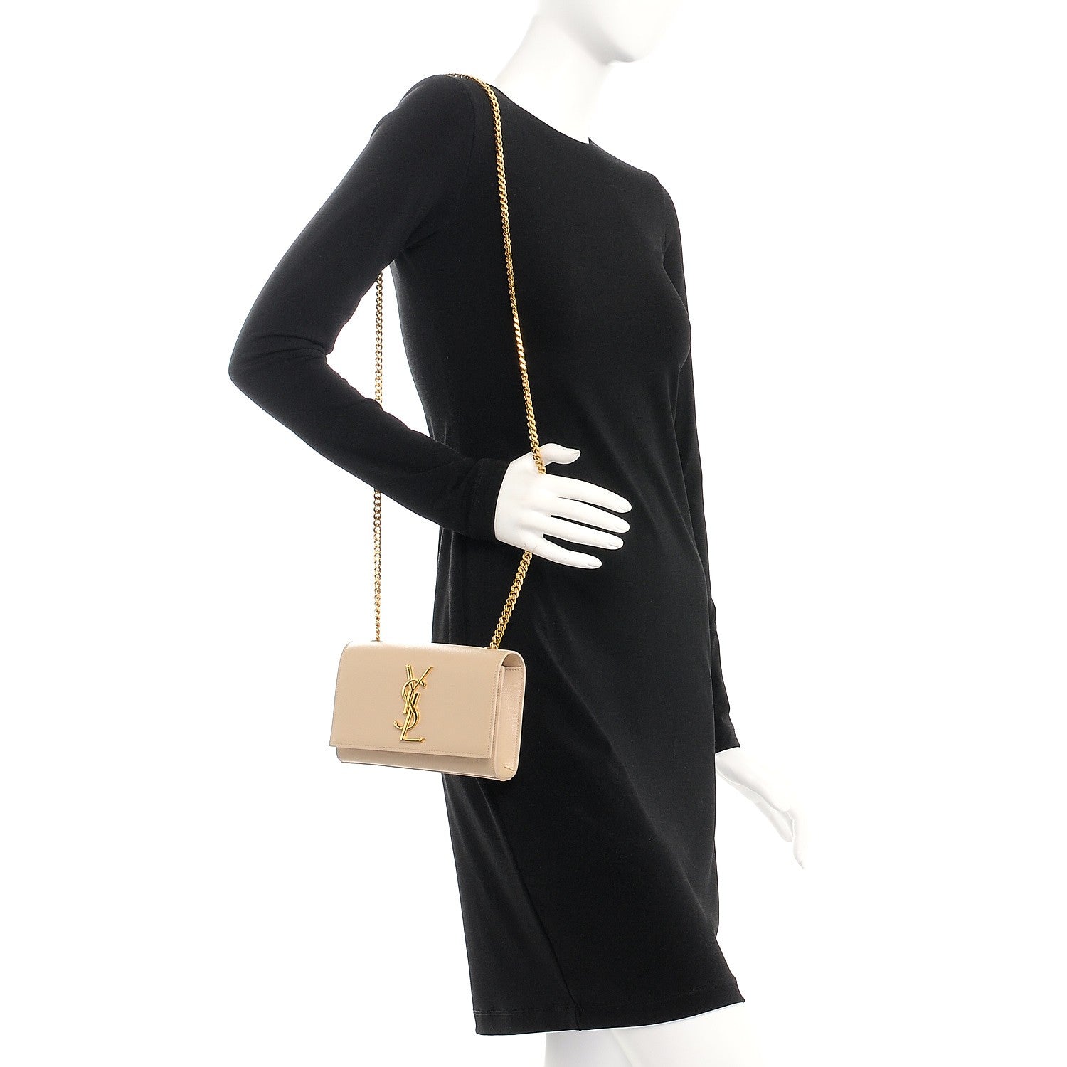 Saint Laurent Grain De Poudre Small Monogram Kate Satchel Nude Powder 2 of 6