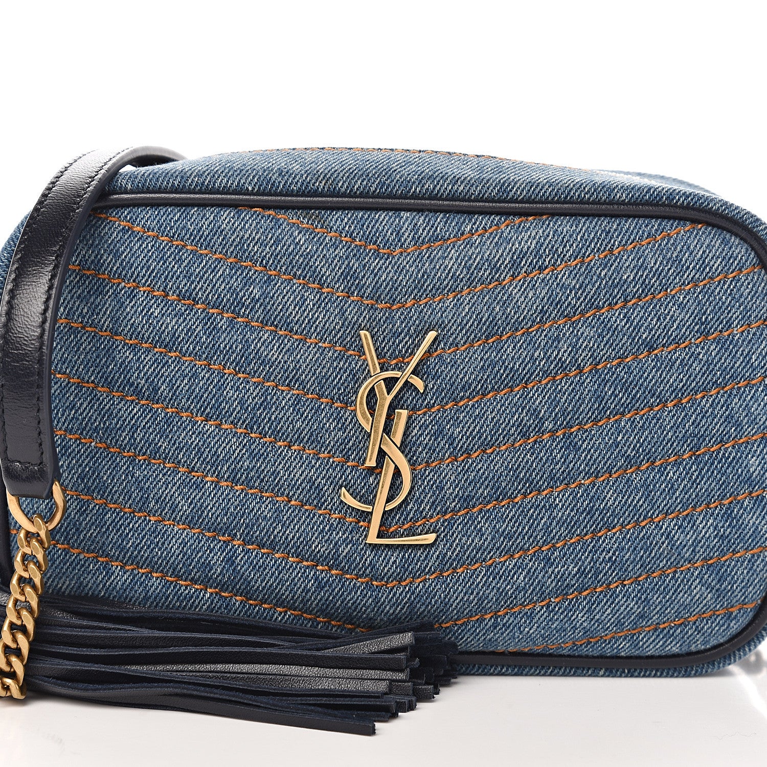 Saint Laurent Denim Matelasse Monogram Mini Lou Camera Bag California Blue 10 of 10