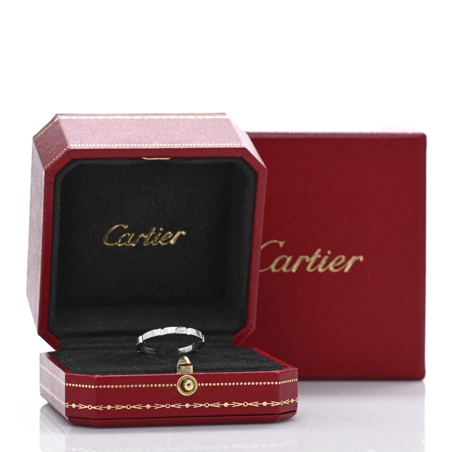 Cartier 18K White Gold 2.5mm Maillon Panthere Wedding Band Ring 58 8.25 5 of 5