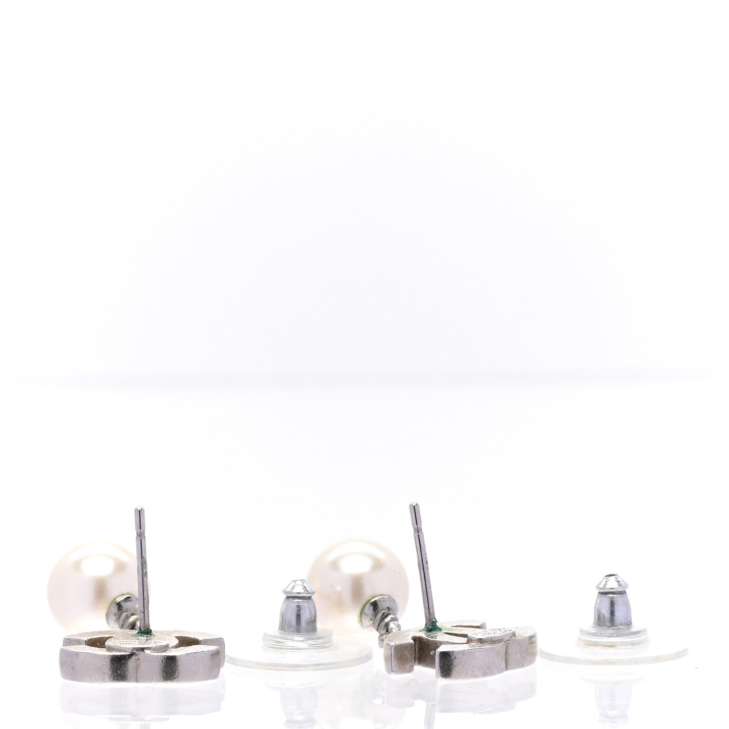 CC Pearl Drop Earrings Silver