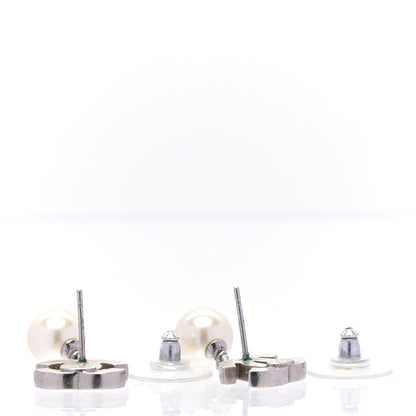 Chanel CC Pearl Drop Earrings Silver 4 of 4