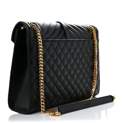 Saint Laurent Grain De Poudre Textured Mixed Matelasse Large Triquilt Monogram Satchel Black 3 of 10
