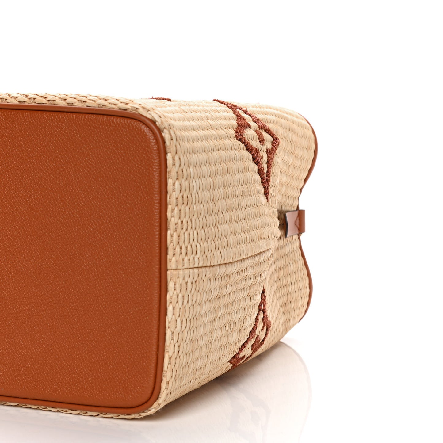 Raffia Calfskin Monogram Neonoe MM Tan