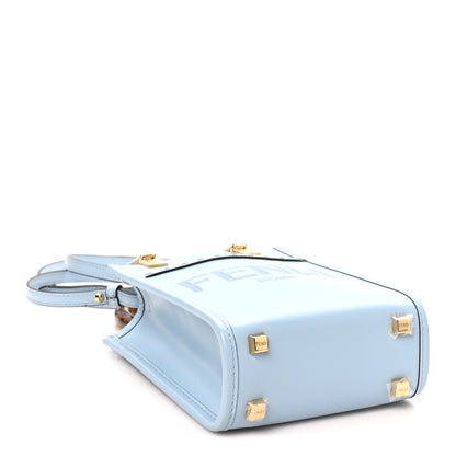 Fendi Vitello King Plexiglass Logo Embossed Mini Fendi Sunshine Shopper Tote Azzurro Baby 4 of 10