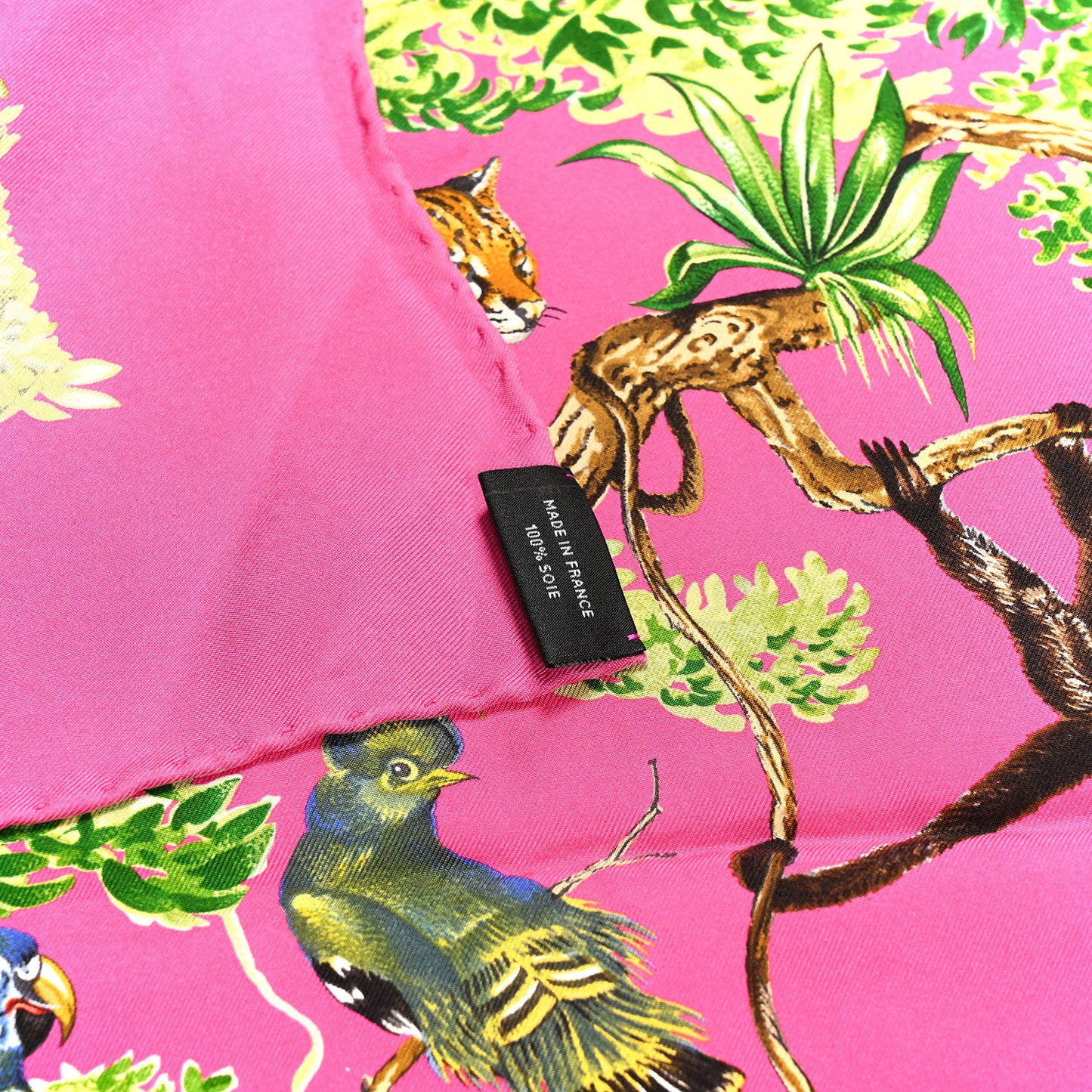 Silk Equateur Scarf 90 Rose Vif Vert Jaune