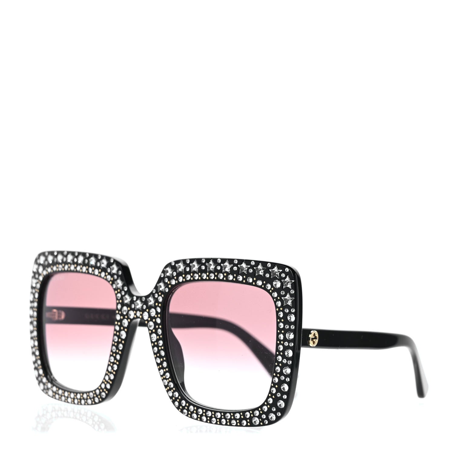 Gucci Acetate Crystal Oversize Sunglasses GG0148S Black 1 of 7