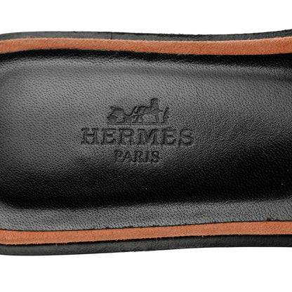 Hermes Suede Goatskin Crystal Oran Sandals 37.5 Rose Bubinga Black 6 of 10