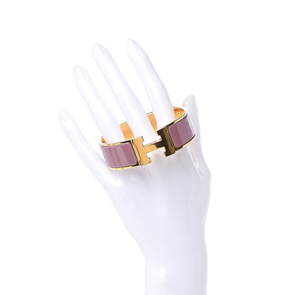 Hermes Enamel Wide Clic Clac H Bracelet GM Bois De Rose 2 of 7