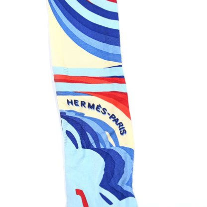 Hermes Silk Brides De Gala Shadow Twilly Bleu Rouge Creme 4 of 5
