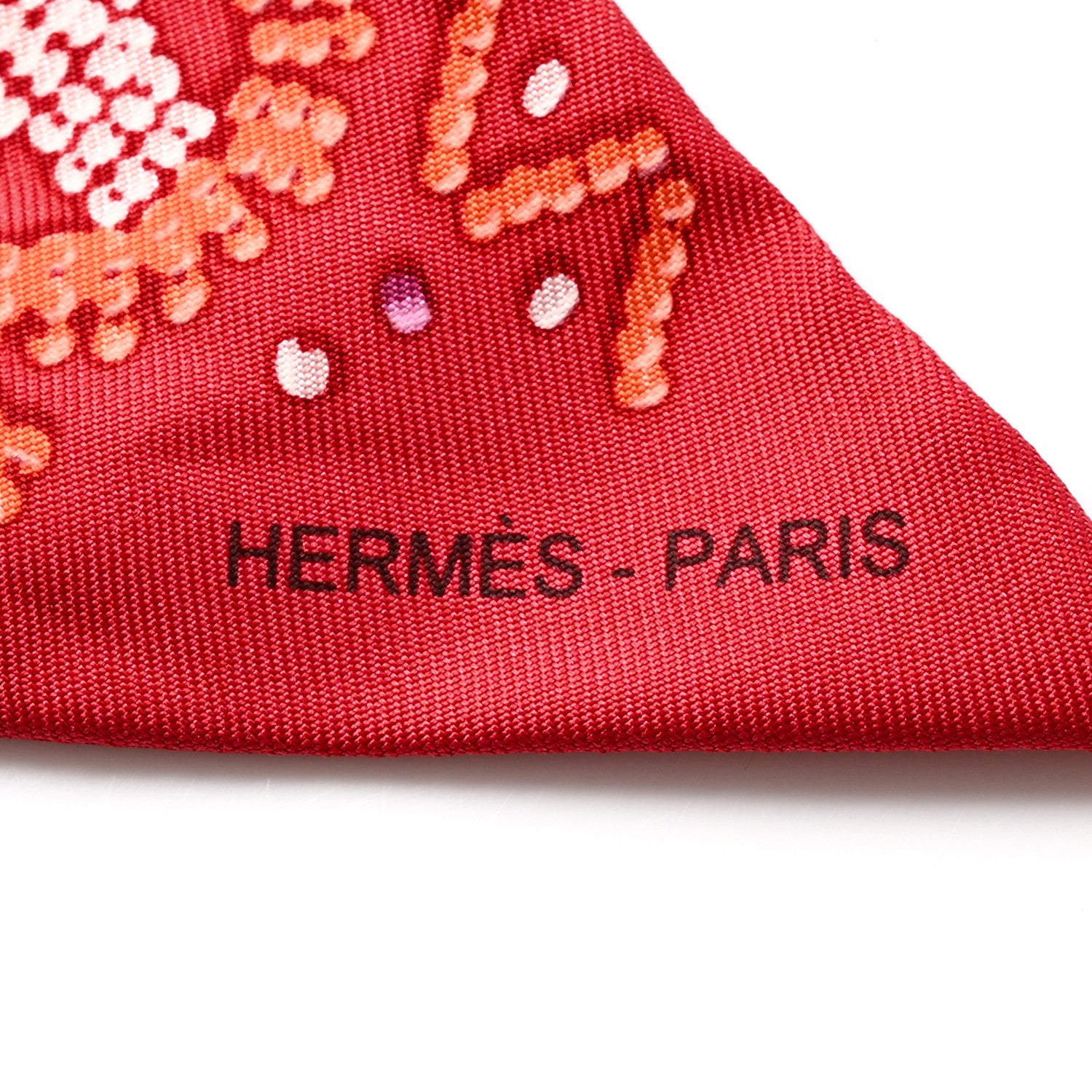 Hermes Silk Kelly en Perles Twilly Vermillon Parme 2 of 5