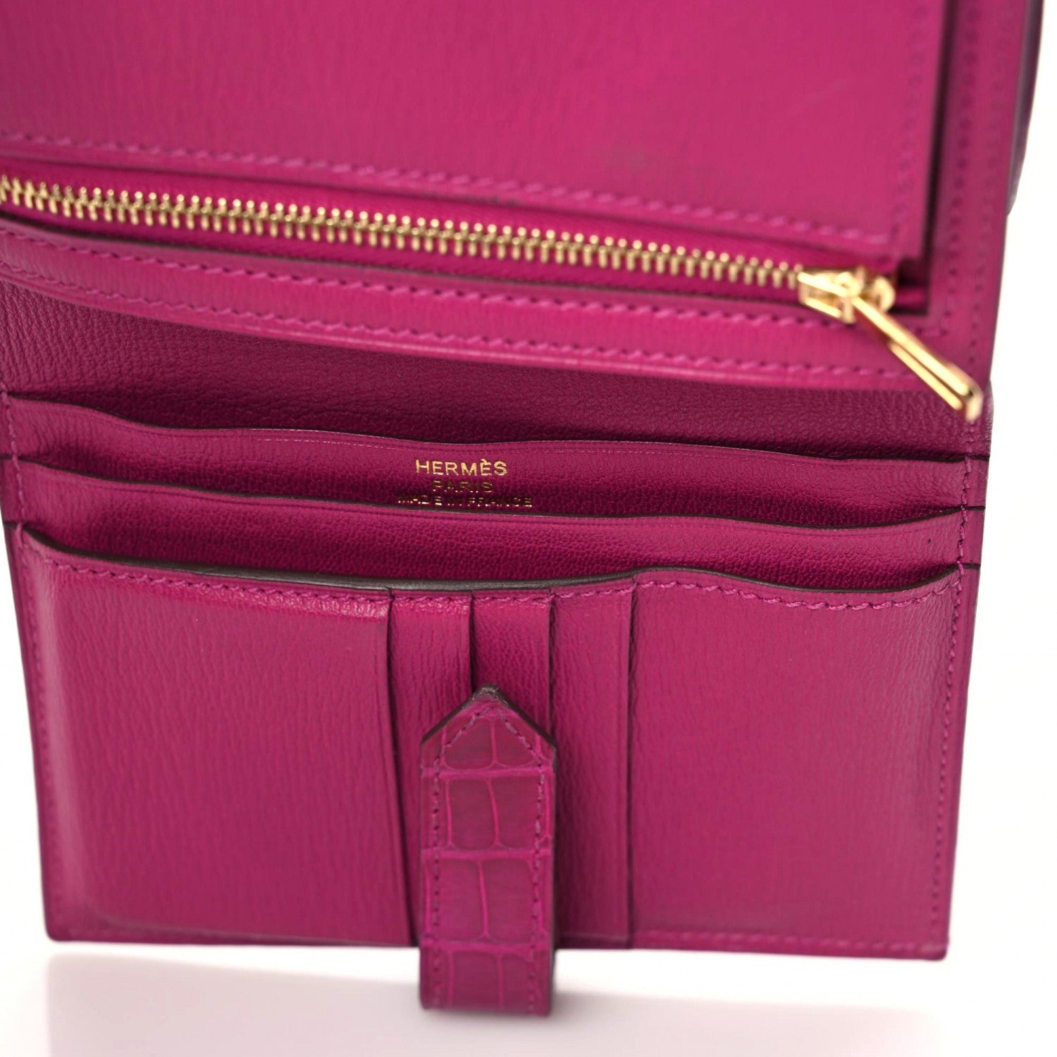 Hermes Matte Alligator Bearn Compact Wallet Rose Scheherazade 13 of 19