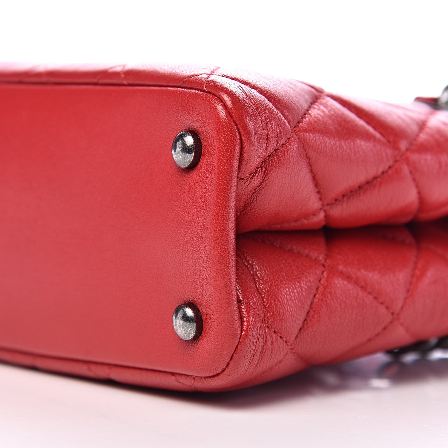 Chanel Shiny Sheepskin Quilted Small Shopping Tote Red 9 of 10
