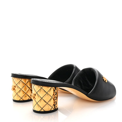 Chanel Lambskin Chain CC Mules 37.5 Black Gold 5 of 10