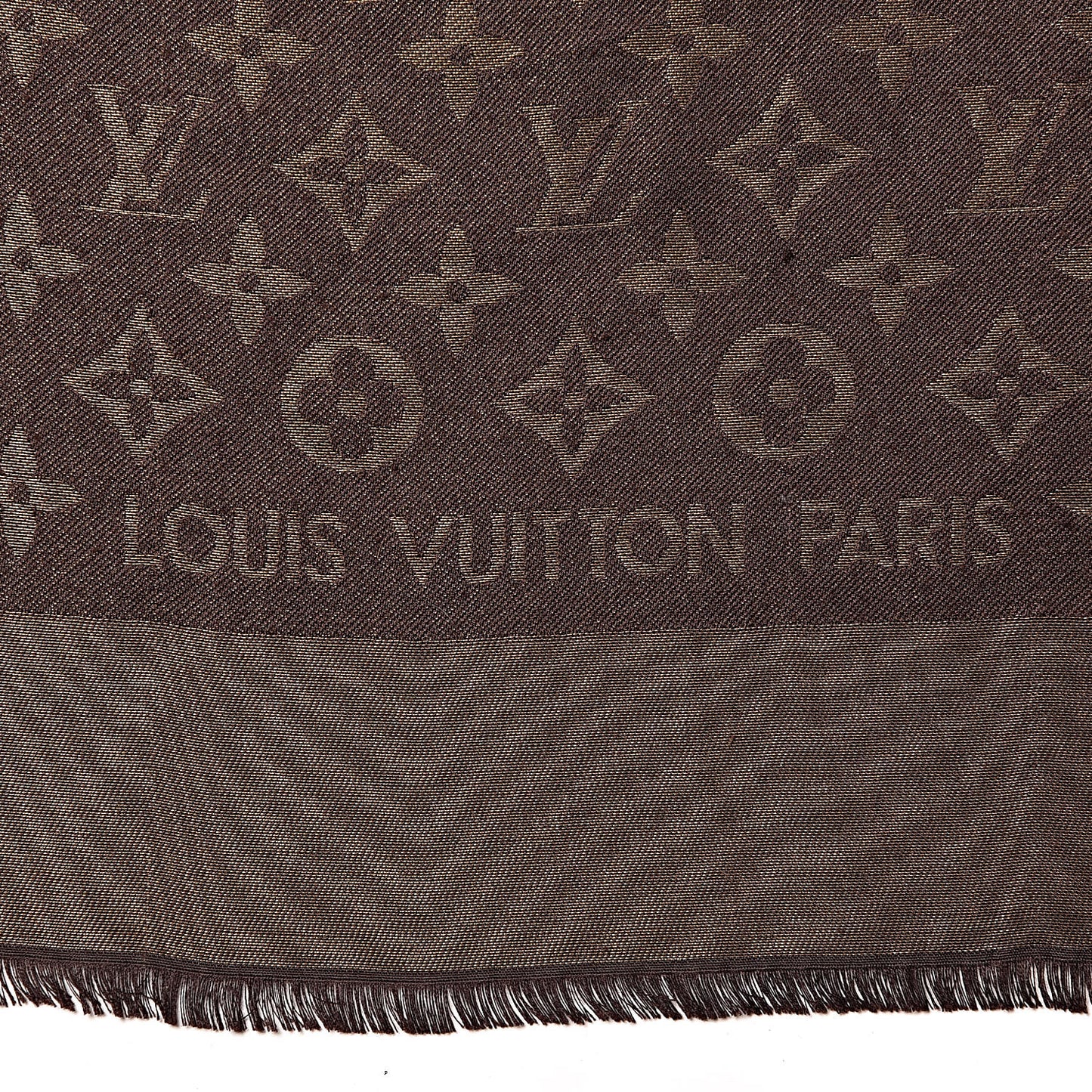 Silk Lurex Wool Monogram Shine Shawl Brown