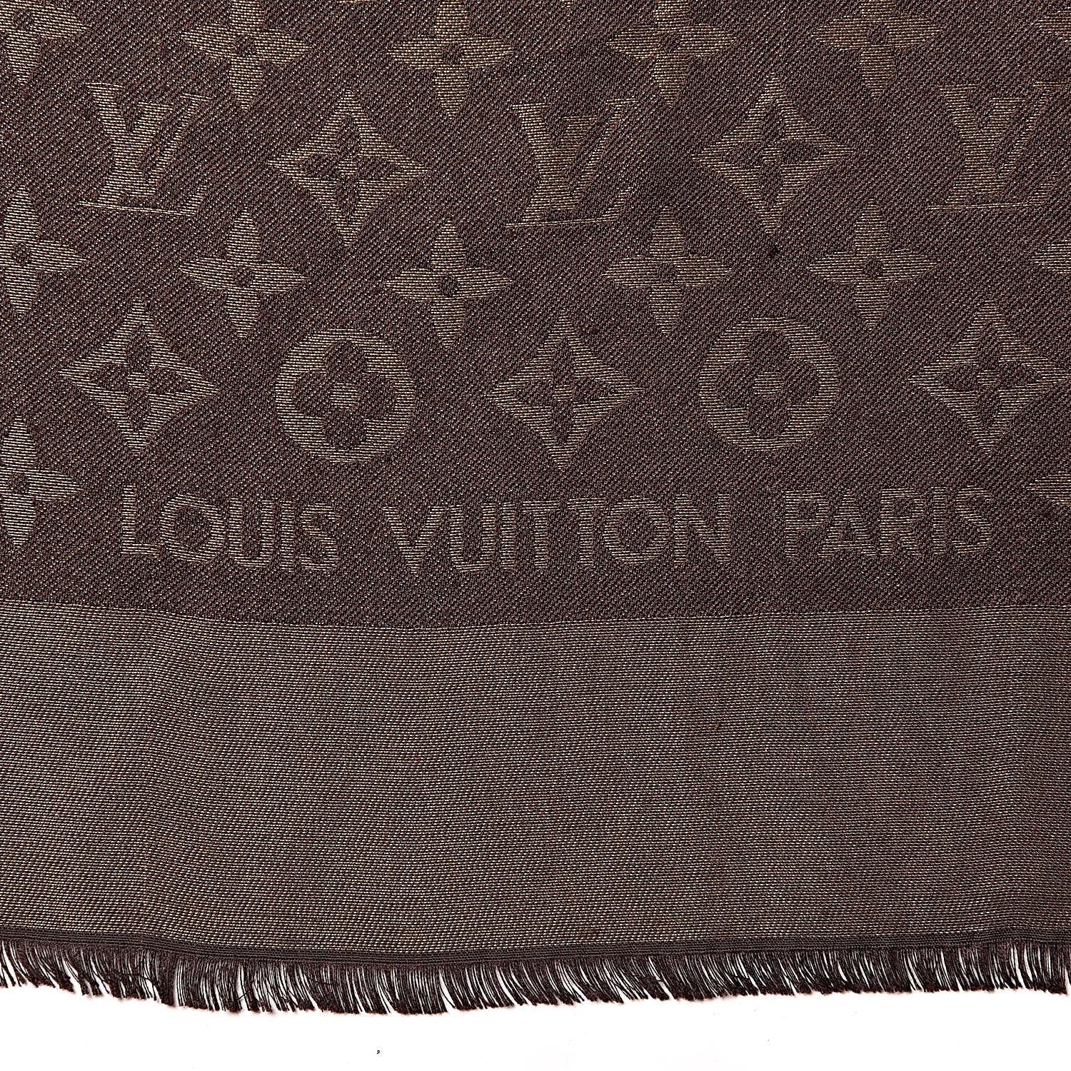 Louis Vuitton Silk Lurex Wool Monogram Shine Shawl Brown 4 of 7