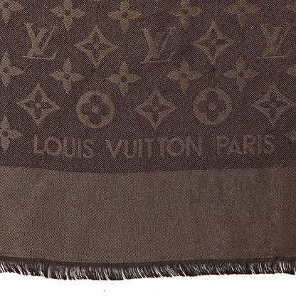 Louis Vuitton Silk Lurex Wool Monogram Shine Shawl Brown 4 of 7