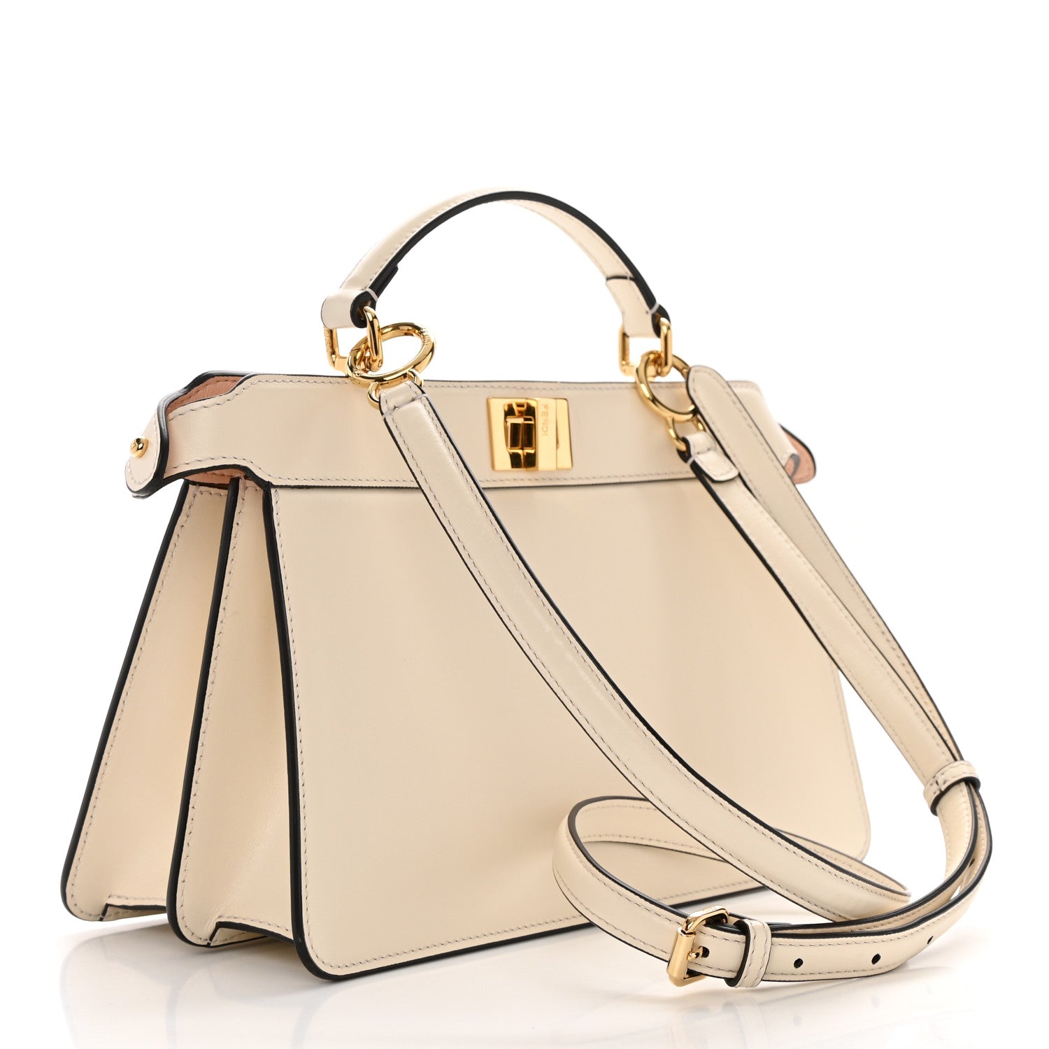 Fendi Vitello King Luxor Shiny Nappa Medium Peekaboo I SEE U East West Satchel White Light Rose 2 of 14