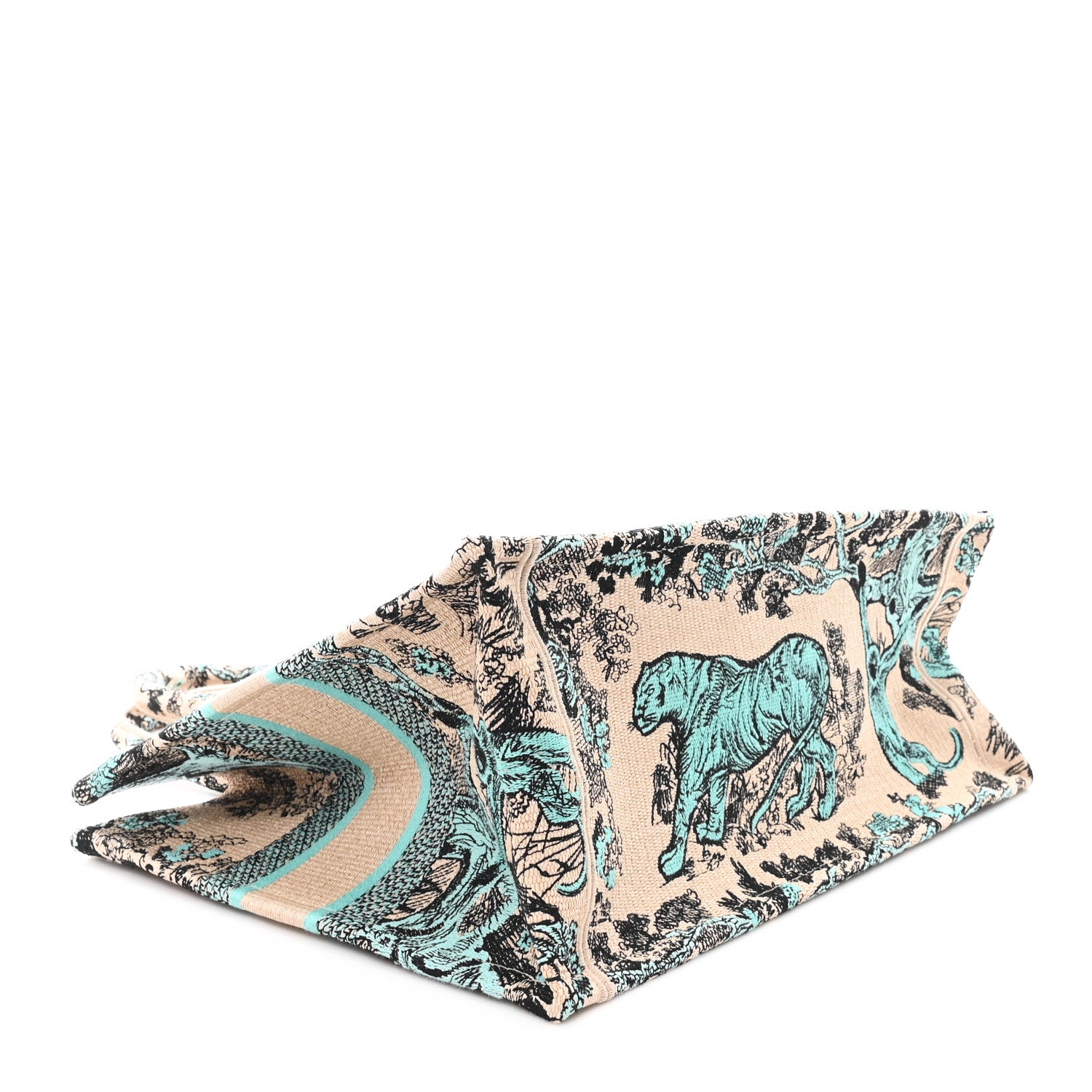 Christian Dior Raffia Embroidered Dioriviera Medium Book Tote Aquamarina 4 of 10