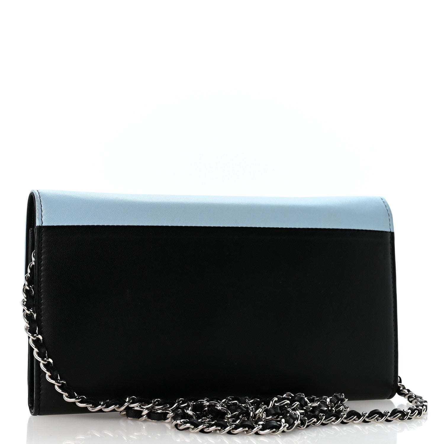 Chanel Lambskin Airlines Wallet On Chain WOC Blue Black Red 3 of 12